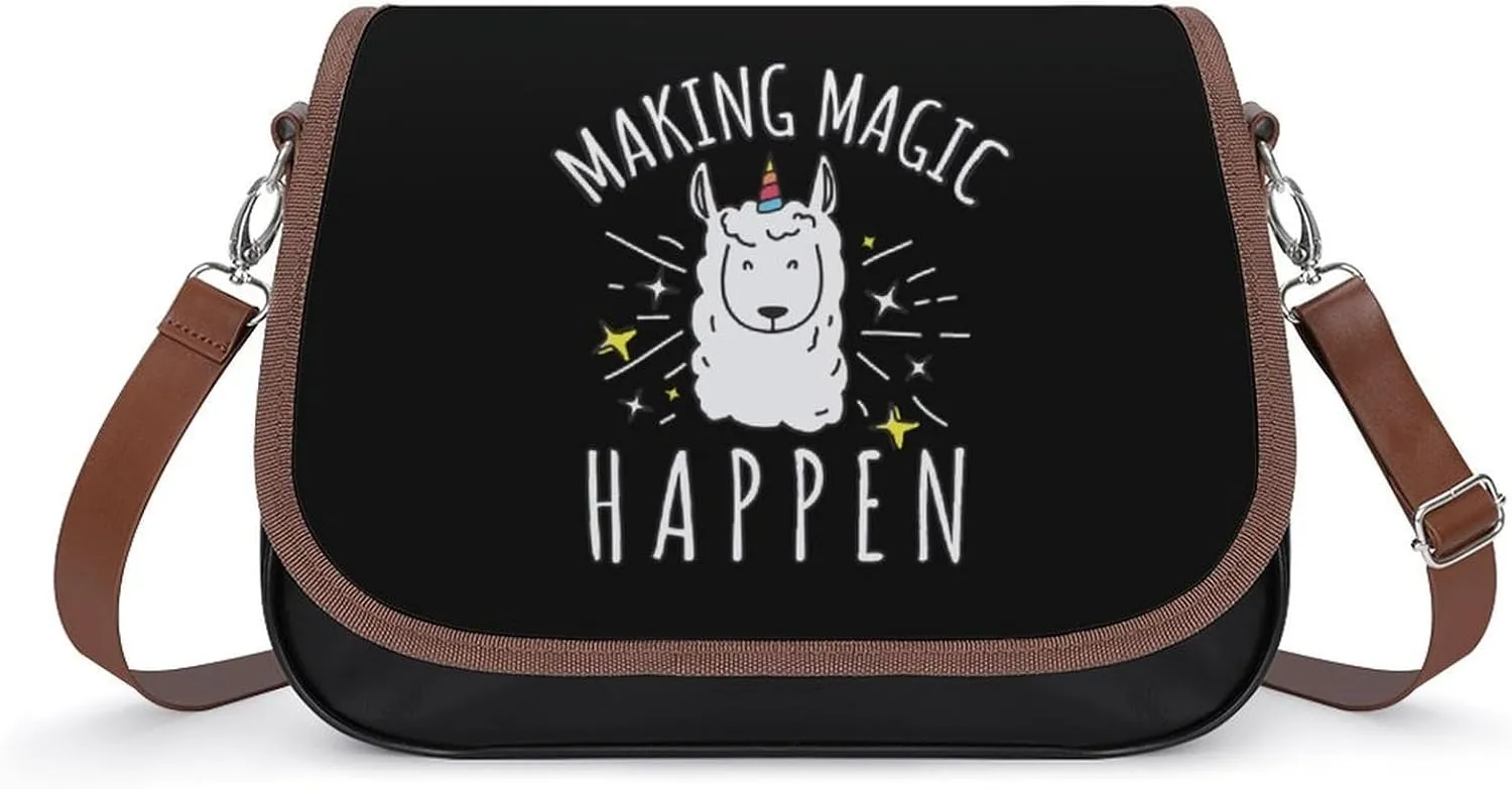 Making Magic Happen Crossbody Bags for Women Shoulder Bag Flap Handbags Leather Cross Body Purse
