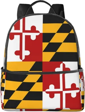 Maryland Flag Casual Backpacks Laptop Backpack Carry-on Daypack Sports Travel Rucksack Lightweight Working Bag for Outdoor Hiking Cycling Walking