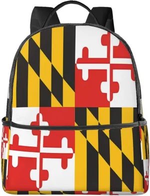 Maryland State Fla Casual Backpacks Laptop Backpack Carry-on Daypack Sports Travel Rucksack Lightweight Working Bag for Outdoor Hiking Cycling Walking