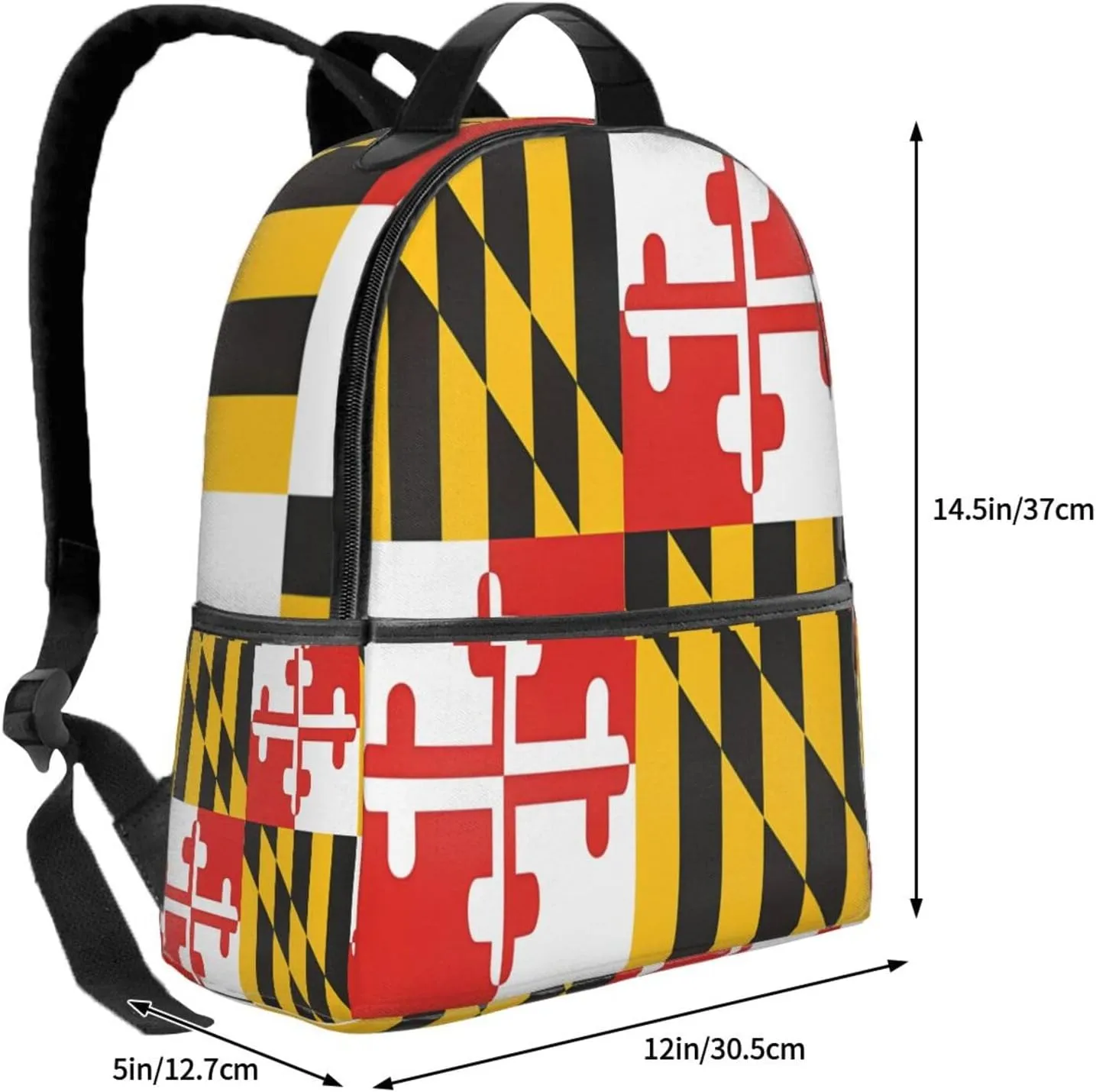 Maryland State Fla Casual Backpacks Laptop Backpack Carry-on Daypack Sports Travel Rucksack Lightweight Working Bag for Outdoor Hiking Cycling Walking