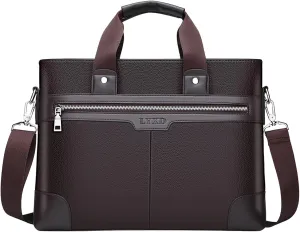 Men's Shoulder Bag Crossbody Bag Large Capacity PU Retro Briefcase Multifunctional Leather Bag Bag for (Brown, One Size)