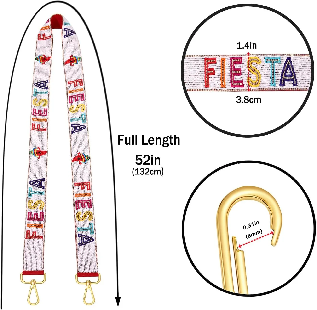 Mexican Purse Strap Beaded FIESTA Purse Strap Replacement Cinco De Mayo Crossbody Bag Straps Mexican Outfit Gifts Party Favors (Style F)