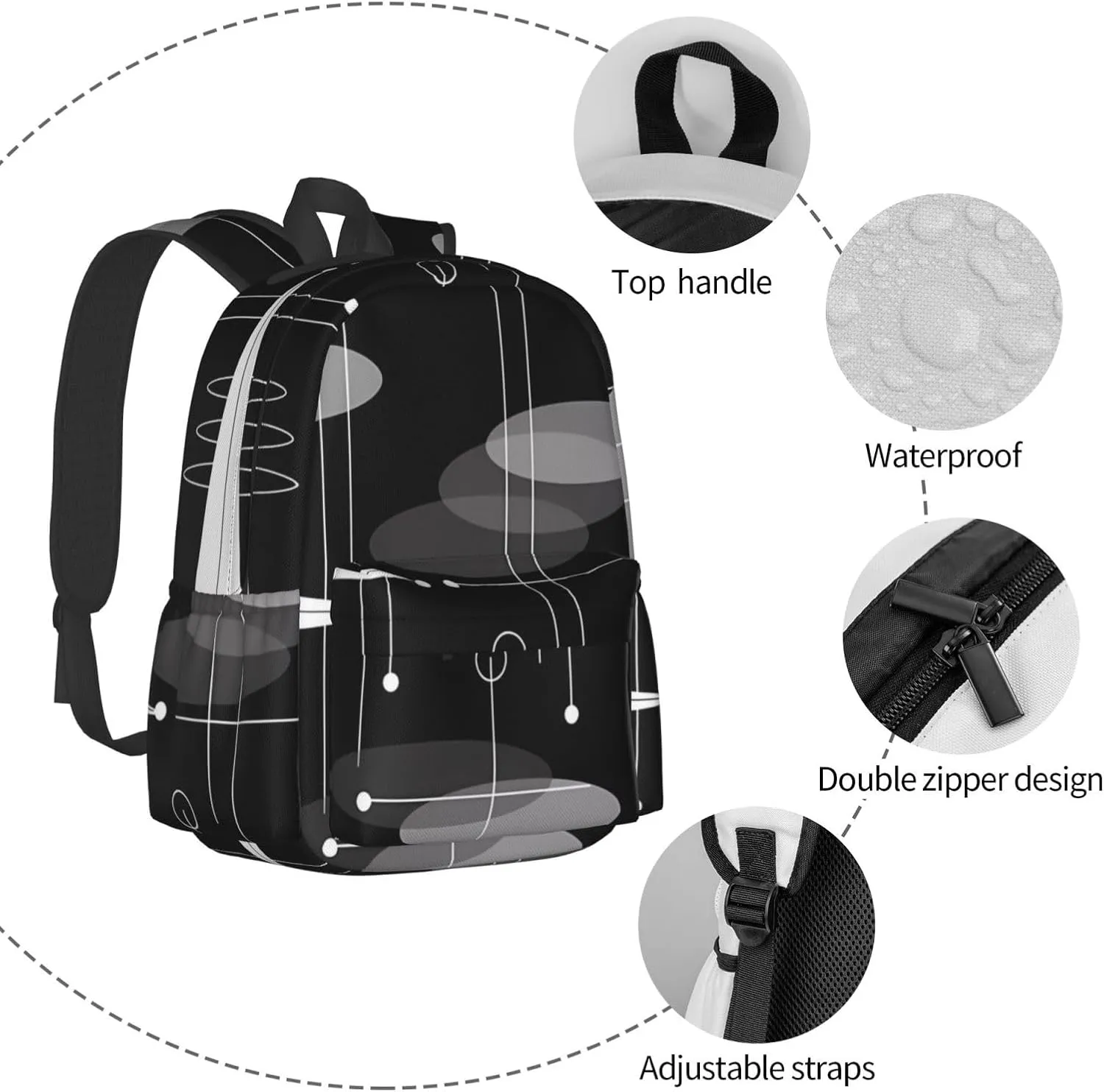 Mid-Century Atomic Space Age Backpacks 15 Inch Laptop Backpack Multipurpose Double Shoulder Bag for Men Women Gifts