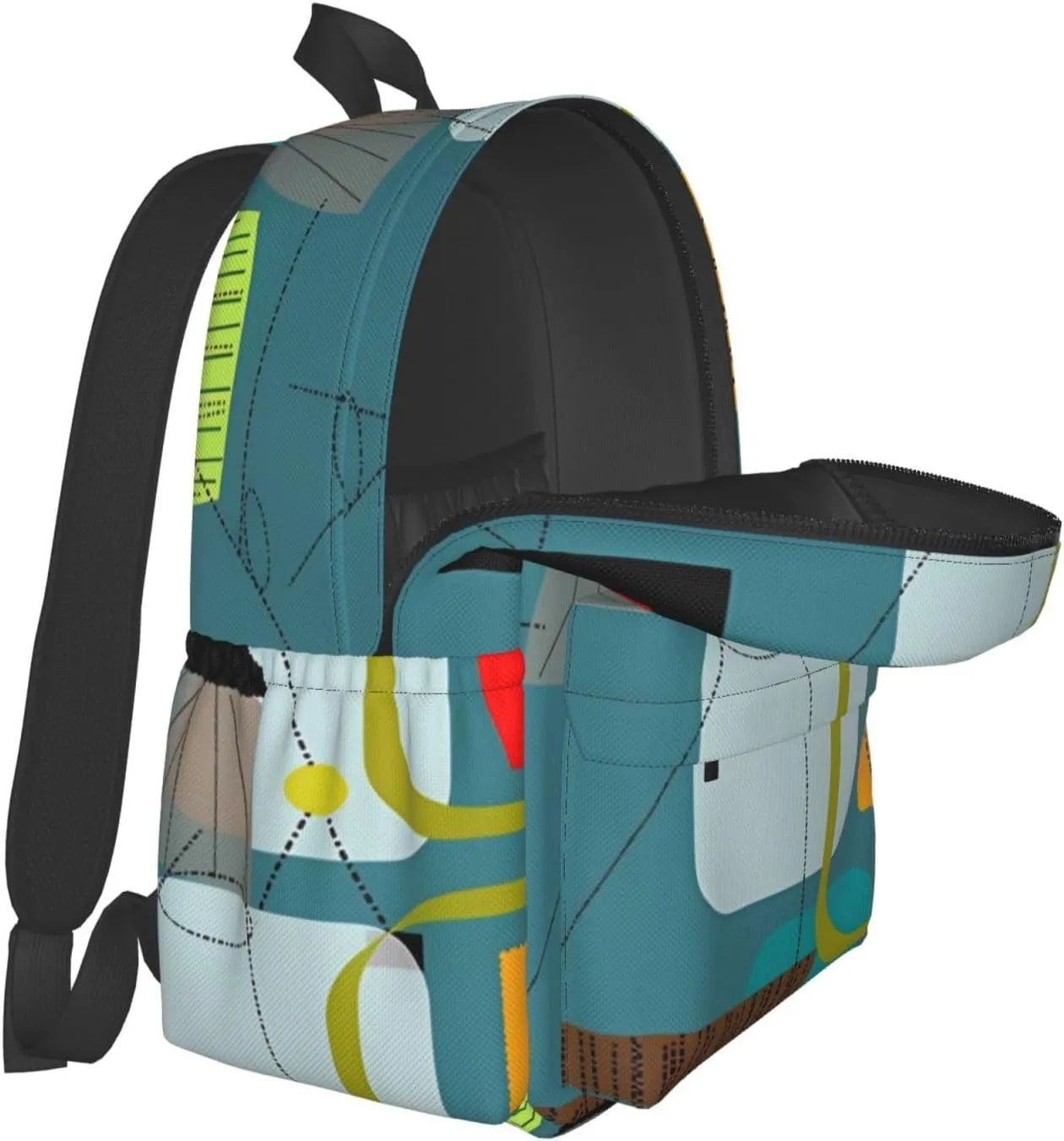 Mid-Century Modern Abstract Green Backpacks 15 Inch Laptop Backpack Multipurpose Double Shoulder Bag for Men Women Gifts