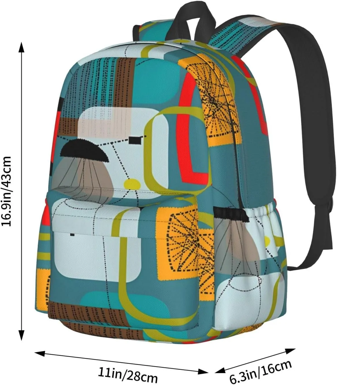 Mid-Century Modern Abstract Green Backpacks 15 Inch Laptop Backpack Multipurpose Double Shoulder Bag for Men Women Gifts