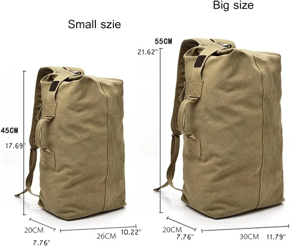 Military Duffel Bag Top Load Double Strap Canvas Backpack Army Travel b