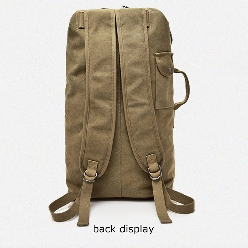 Military Duffel Bag Top Load Double Strap Canvas Backpack Army Travel b