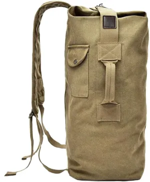 Military Duffel Bag Top Load Double Strap Canvas Backpack Army Travel b