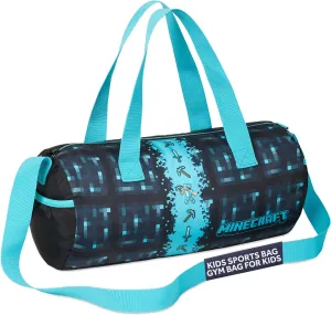 Minecraft Gym Bag for Kids Teens Duffle Bag Travel Overnight Sports Creeper Weekender Bag Carry On Holdall (Blue, 16.14x7.08x7.48inches)