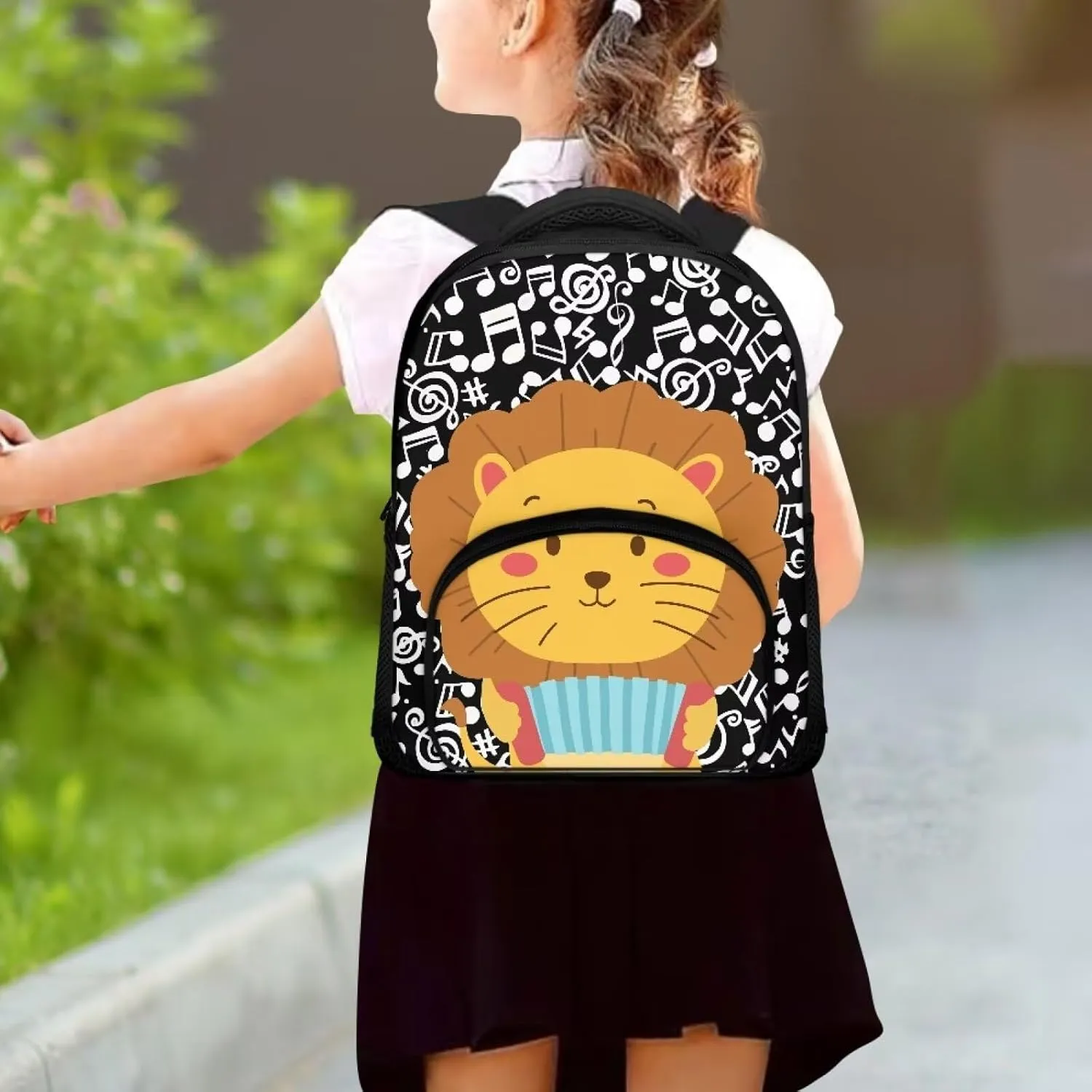 Mini 12 inch Kindergarten Elementary Kids Backpack for Boys Girls Large Capacity Schoolbag Toddler Bag Stain Resistant Shoulder Bag Handbag Preschool Bookbag for 3-8, Music Note Lion