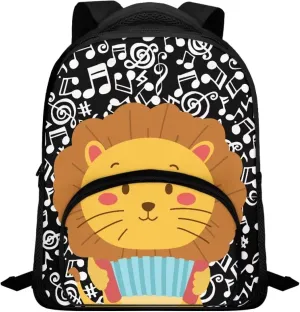 Mini 12 inch Kindergarten Elementary Kids Backpack for Boys Girls Large Capacity Schoolbag Toddler Bag Stain Resistant Shoulder Bag Handbag Preschool Bookbag for 3-8, Music Note Lion