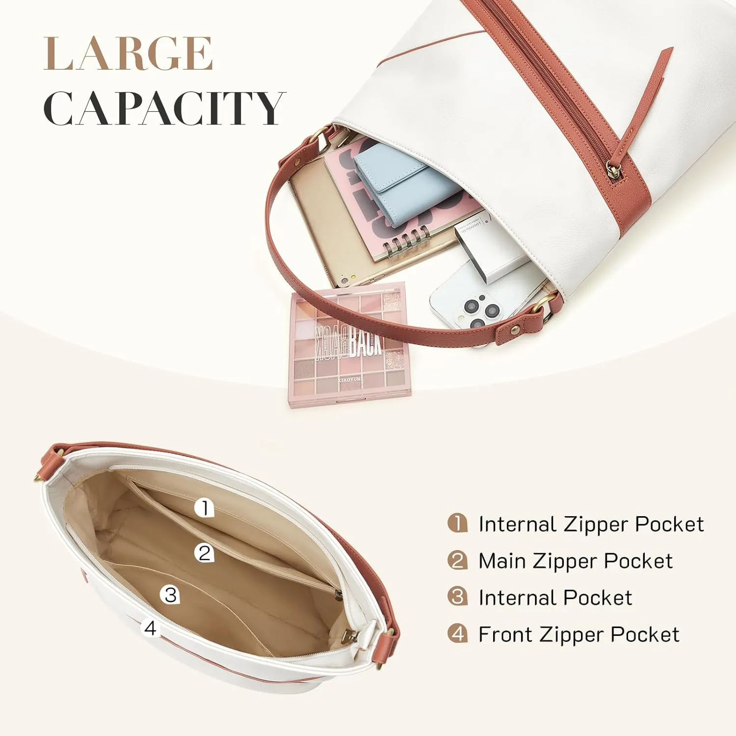 Missnine Hobo Bag Purses and Handbags for Women Top Handle Handbags with Pocket Zipper