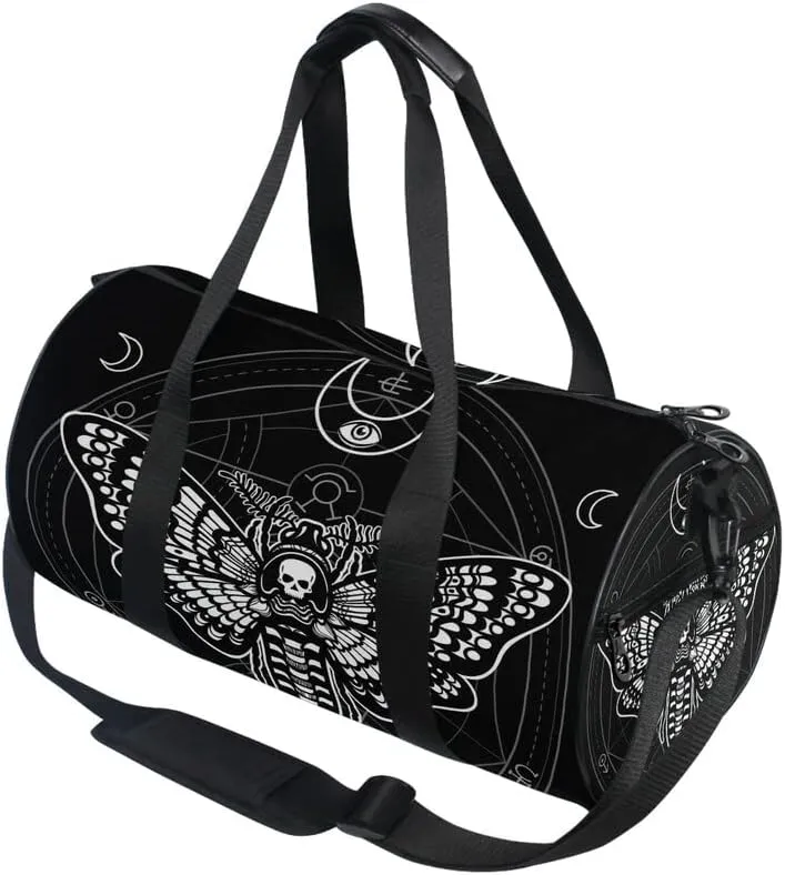 MNSRUU Duffel Bags Black Skull Moth Overnight Bags Weekend Bag Sports Gym Bag for Men Women Duffel Bags for Traveling
