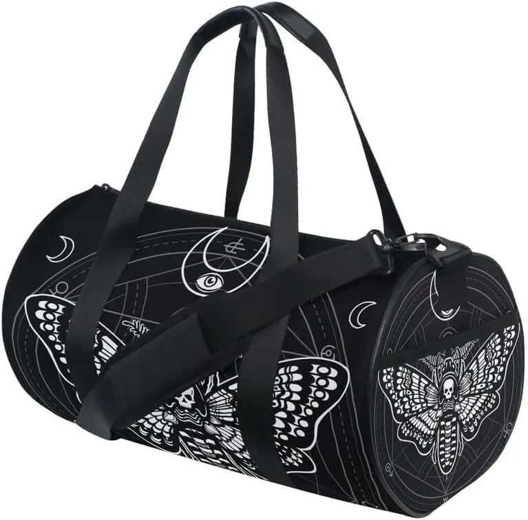 MNSRUU Duffel Bags Black Skull Moth Overnight Bags Weekend Bag Sports Gym Bag for Men Women Duffel Bags for Traveling