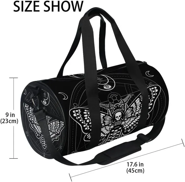MNSRUU Duffel Bags Black Skull Moth Overnight Bags Weekend Bag Sports Gym Bag for Men Women Duffel Bags for Traveling