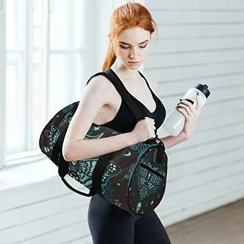 MNSRUU Duffel Bags Butterfly Skull Mysticism Sports Gym Bag Travel Luggage Overnight Bags for Men Women Duffel Bags for Traveling