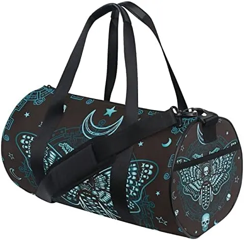 MNSRUU Duffel Bags Butterfly Skull Mysticism Sports Gym Bag Travel Luggage Overnight Bags for Men Women Duffel Bags for Traveling