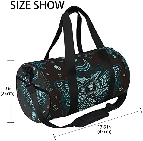 MNSRUU Duffel Bags Butterfly Skull Mysticism Sports Gym Bag Travel Luggage Overnight Bags for Men Women Duffel Bags for Traveling