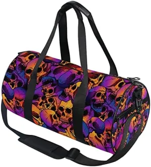 MNSRUU Duffel Bags Skull Gradient Colors Sports Gym Bag Travel Luggage Overnight Bags for Men Women Duffel Bags for Traveling