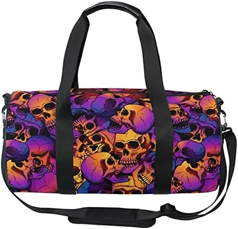MNSRUU Duffel Bags Skull Gradient Colors Sports Gym Bag Travel Luggage Overnight Bags for Men Women Duffel Bags for Traveling