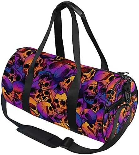 MNSRUU Duffel Bags Skull Gradient Colors Sports Gym Bag Travel Luggage Overnight Bags for Men Women Duffel Bags for Traveling