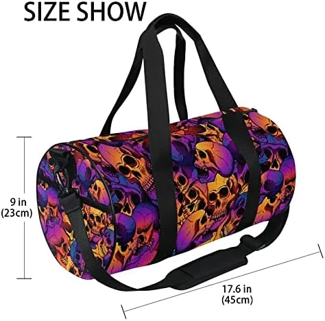 MNSRUU Duffel Bags Skull Gradient Colors Sports Gym Bag Travel Luggage Overnight Bags for Men Women Duffel Bags for Traveling