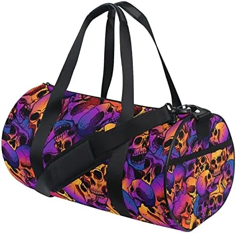 MNSRUU Duffel Bags Skull Gradient Colors Sports Gym Bag Travel Luggage Overnight Bags for Men Women Duffel Bags for Traveling