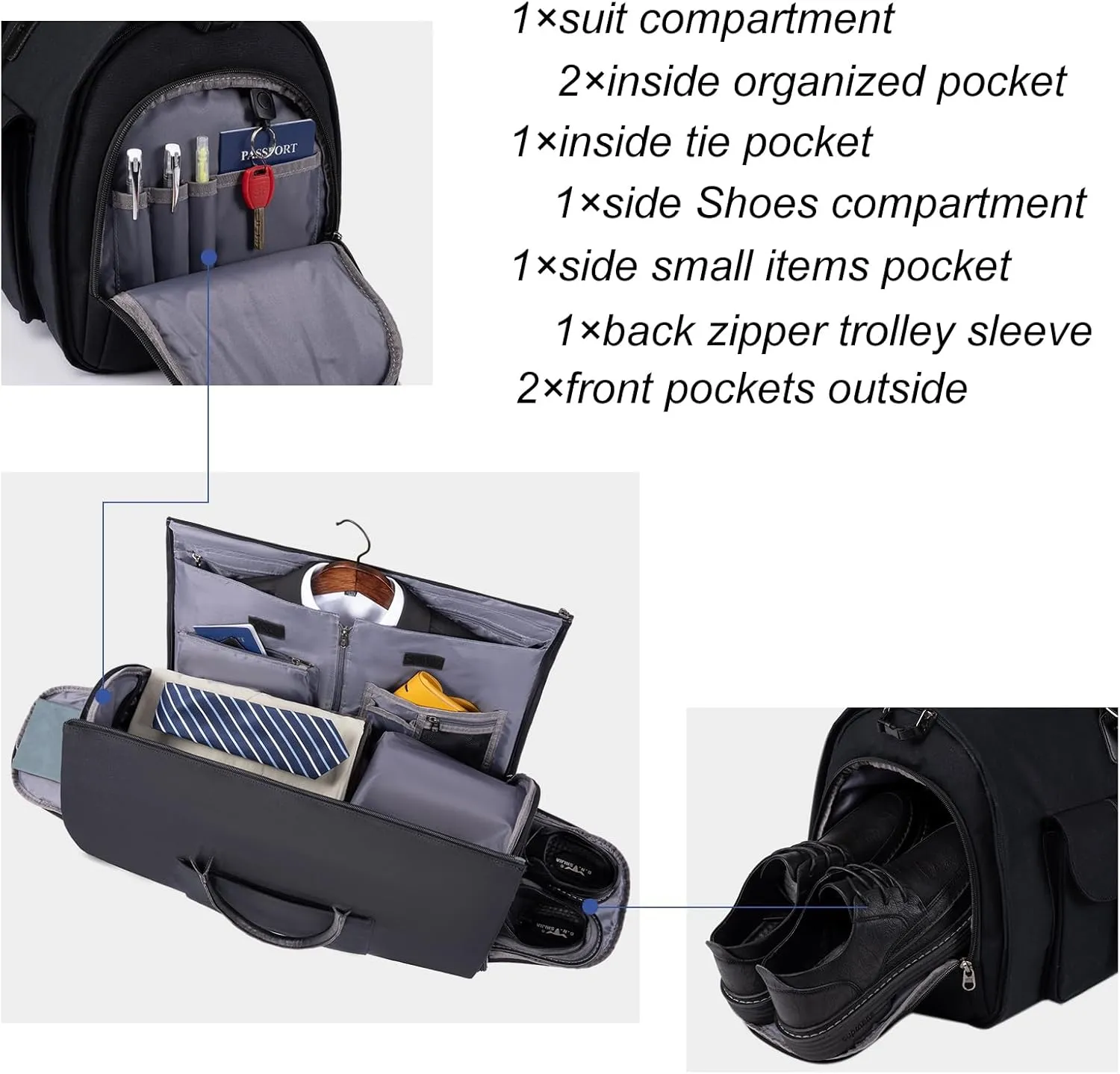 Modoker Garment Convertible Weekender Bag,Carry on Canvas Garment Duffle Bag Heavy Duty Overnight Bags for Men Women
