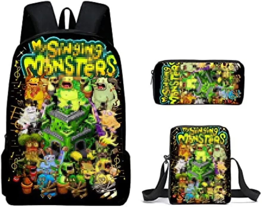 Monsters Backpack 3Pcs Set - Perfect for Casual Daypacks (14,3pcs)