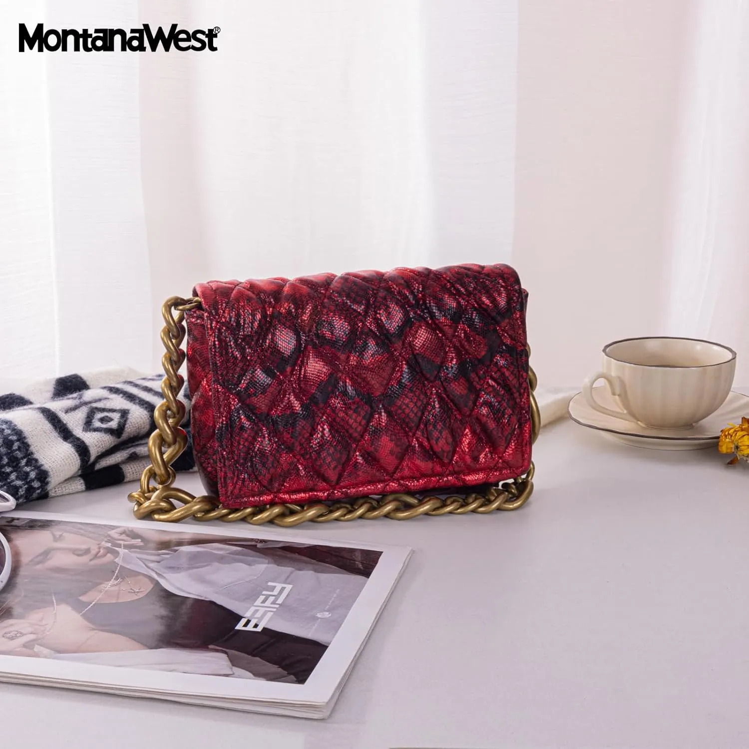 Montana West Quilted Handbags for Women Crossbody Bags Trendy Small Purses and Top Handle Handbags