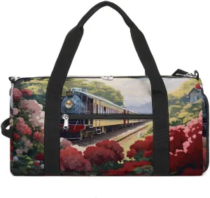 Mountain Train Railroad Tracks Sports Gym Bag Lightweight Travel Duffel Bag Workout Bags Casual Weekender Bag for Men Women