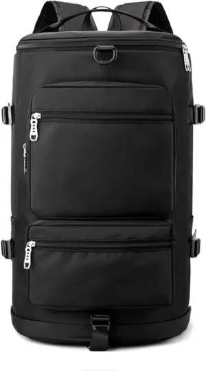 Multi-functional Sports Duffel with Dry-Wet Separation,Travel Backpack with Triple Carry Options (Black)