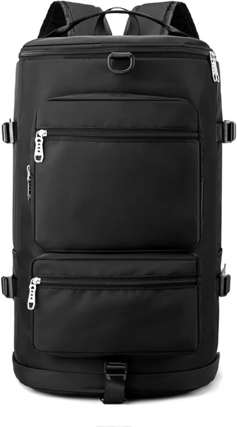 Multi-functional Sports Duffel with Dry-Wet Separation,Travel Backpack with Triple Carry Options (Black)