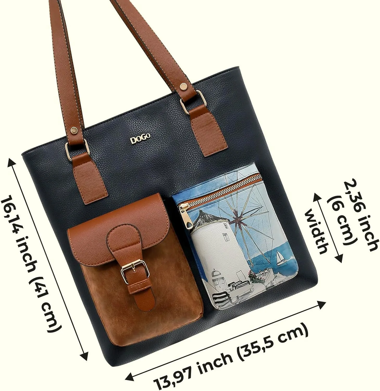 Multi Pocket Shoulder Bags for Women - Vegan Leather and Unique Design Handmade Womens Bags
