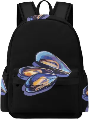 Mussels Seafood Unisex Laptop Backpack Lightweight Shoulder Bag Travel Daypack