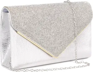 Naimo Rhinestone Clutch Purses for Women Evening Bag Satin Envelope Shouder Chain Bag Wedding Party Handbags