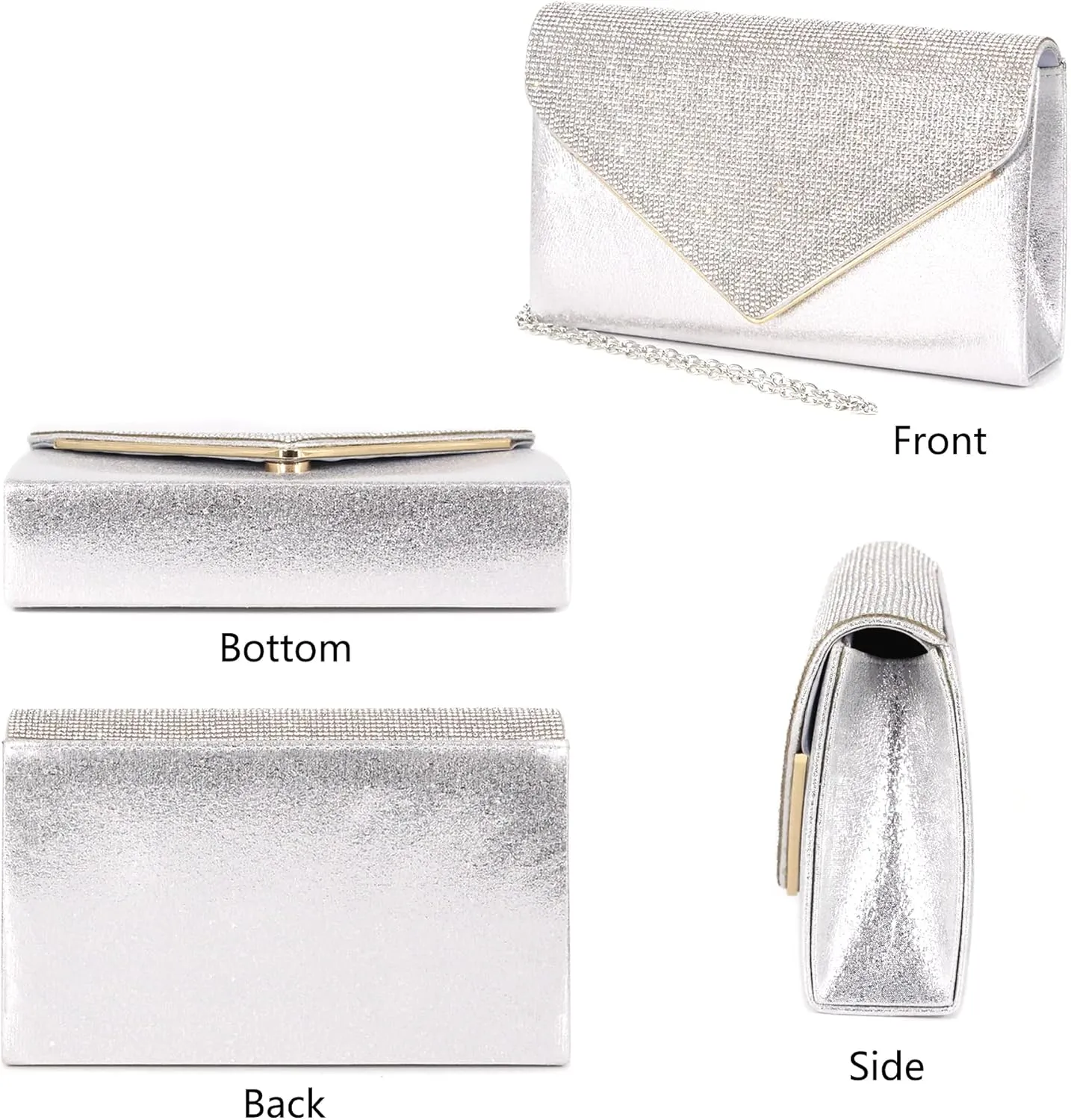Naimo Rhinestone Clutch Purses for Women Evening Bag Satin Envelope Shouder Chain Bag Wedding Party Handbags