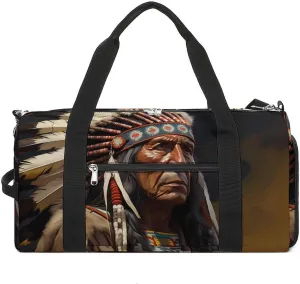 Native American The Old Chief Sports Gym Bag Lightweight Travel Duffel Bag Workout Bags Casual Weekender Bag for Men Women