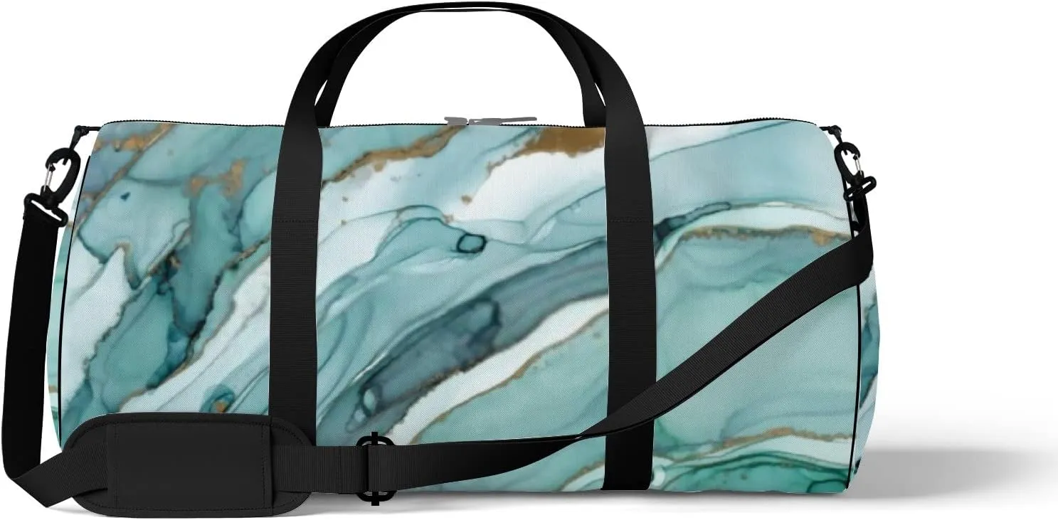 Natural Luxury Abstract Fluid Art Painting Sports Duffel Bag Travel Gym Tote Bags Lightweight Durable Shoulder Strap Waterproof Polyester Outside Mesh Pocket Overnight Trip Duffel Bag for Women Men