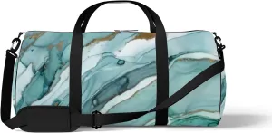 Natural Luxury Abstract Fluid Art Painting Sports Duffel Bag Travel Gym Tote Bags Lightweight Durable Shoulder Strap Waterproof Polyester Outside Mesh Pocket Overnight Trip Duffel Bag for Women Men