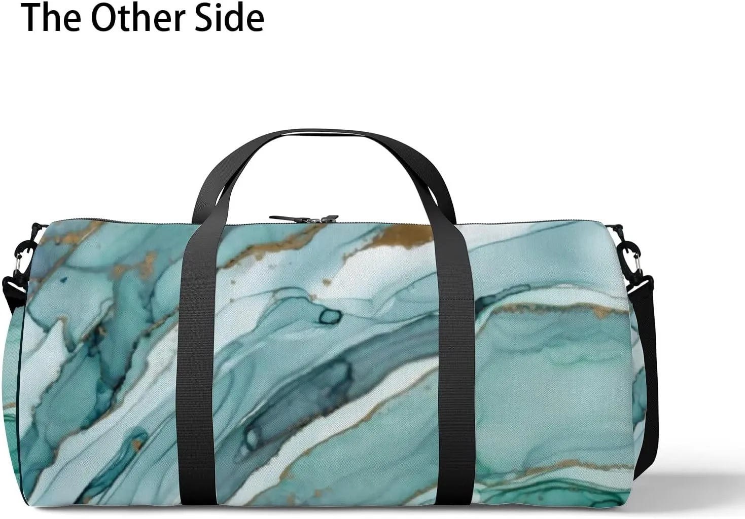Natural Luxury Abstract Fluid Art Painting Sports Duffel Bag Travel Gym Tote Bags Lightweight Durable Shoulder Strap Waterproof Polyester Outside Mesh Pocket Overnight Trip Duffel Bag for Women Men
