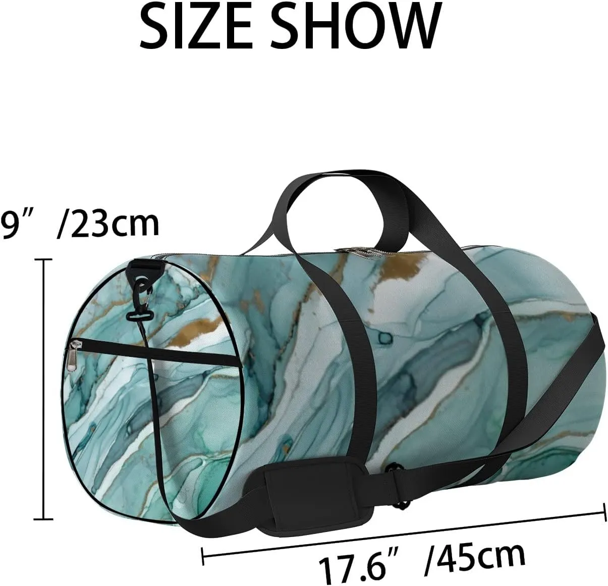 Natural Luxury Abstract Fluid Art Painting Sports Duffel Bag Travel Gym Tote Bags Lightweight Durable Shoulder Strap Waterproof Polyester Outside Mesh Pocket Overnight Trip Duffel Bag for Women Men