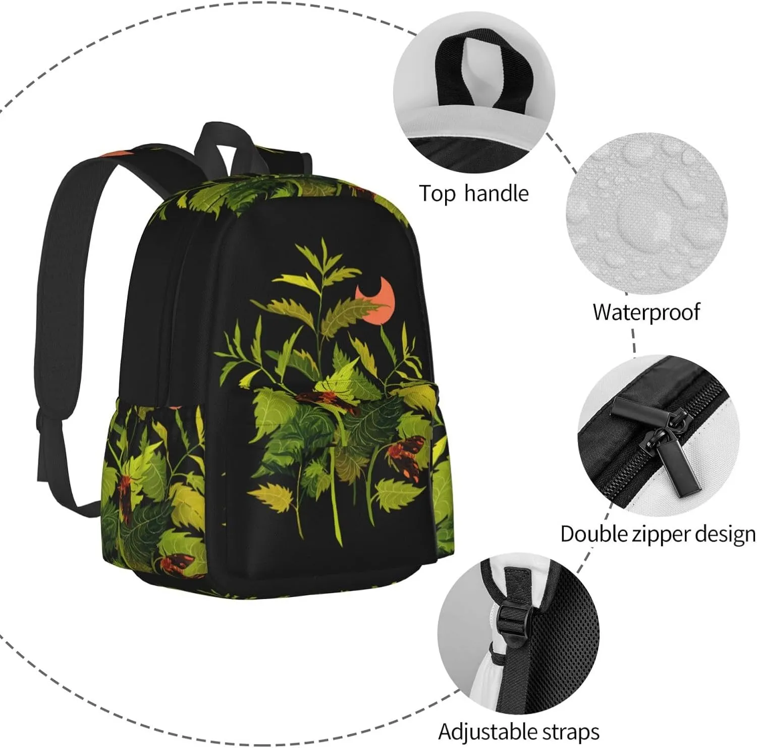 Nettle & Moths Laptop Backpack Shoulder Bag Laptop Pack Travel Backpacks Commuter Back Pack Casual Daypack Bags With Side Pockets