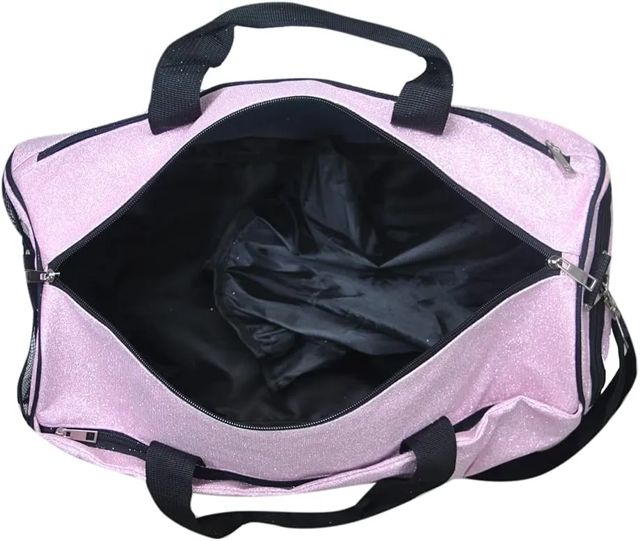 NGIL Glitter Cheers Sports Gym Duffel with Shoe Compartment and Small Carry On Travel Tote for Women, Cheer Bag (Glitter-Pink)