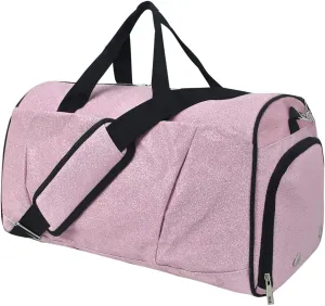NGIL Glitter Cheers Sports Gym Duffel with Shoe Compartment and Small Carry On Travel Tote for Women, Cheer Bag (Glitter-Pink)
