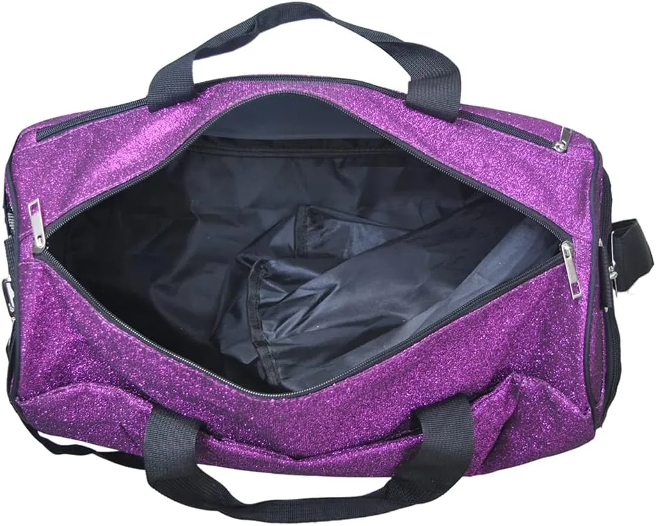 NGIL Glitter Cheers Sports Gym Duffel with Shoe Compartment and Small Carry On Travel Tote for Women, Cheer Bag (Glitter-Purple)
