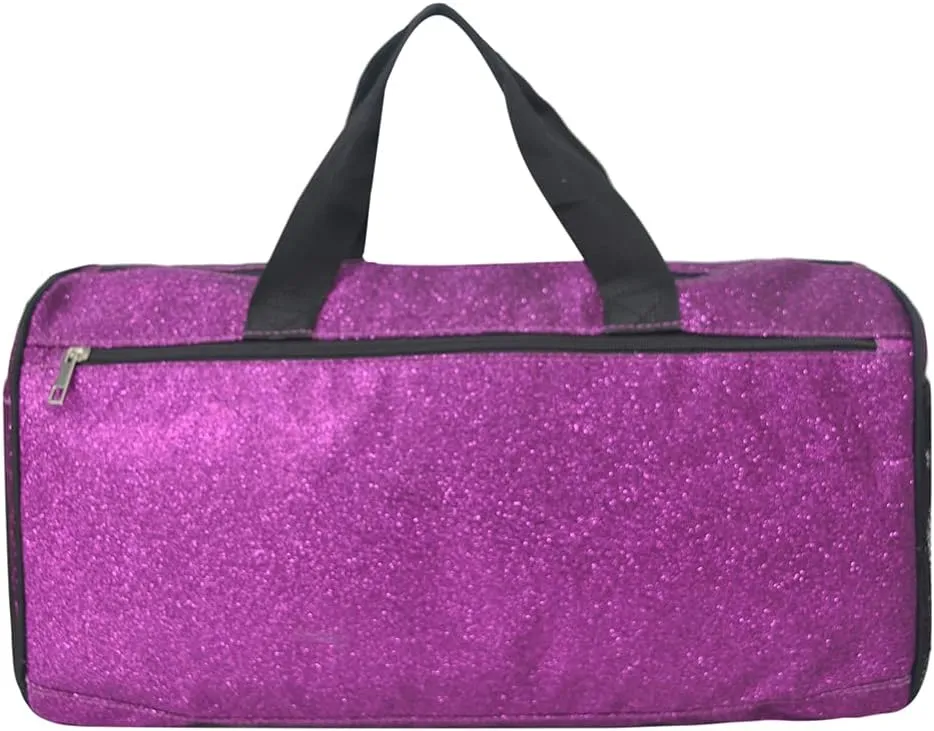 NGIL Glitter Cheers Sports Gym Duffel with Shoe Compartment and Small Carry On Travel Tote for Women, Cheer Bag (Glitter-Purple)