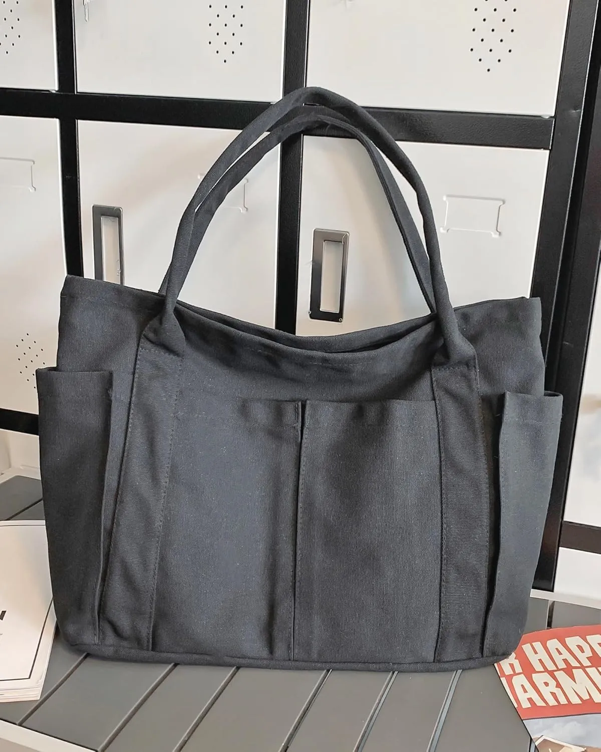 Nicav Canvas Tote Bags for Women, Large Utility Tote Bags with Pockets Zip Top for Teacher Nurse Work