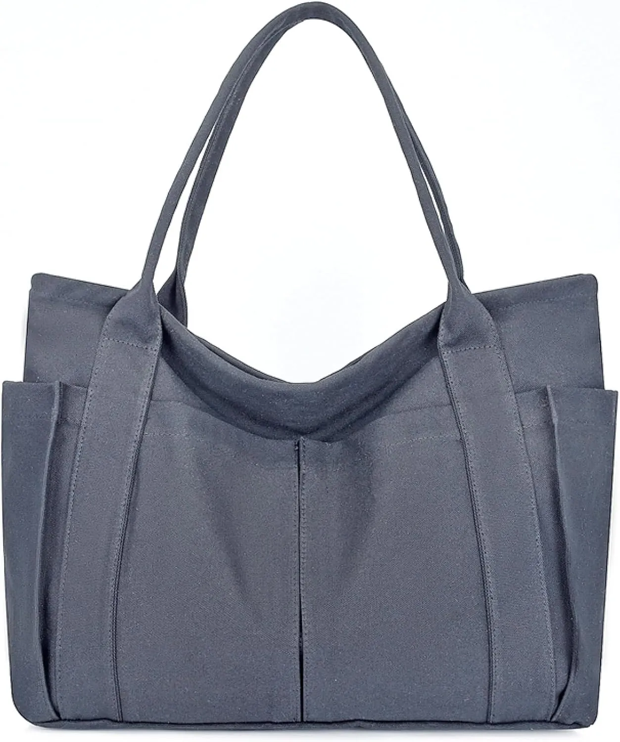 Nicav Canvas Tote Bags for Women, Large Utility Tote Bags with Pockets Zip Top for Teacher Nurse Work