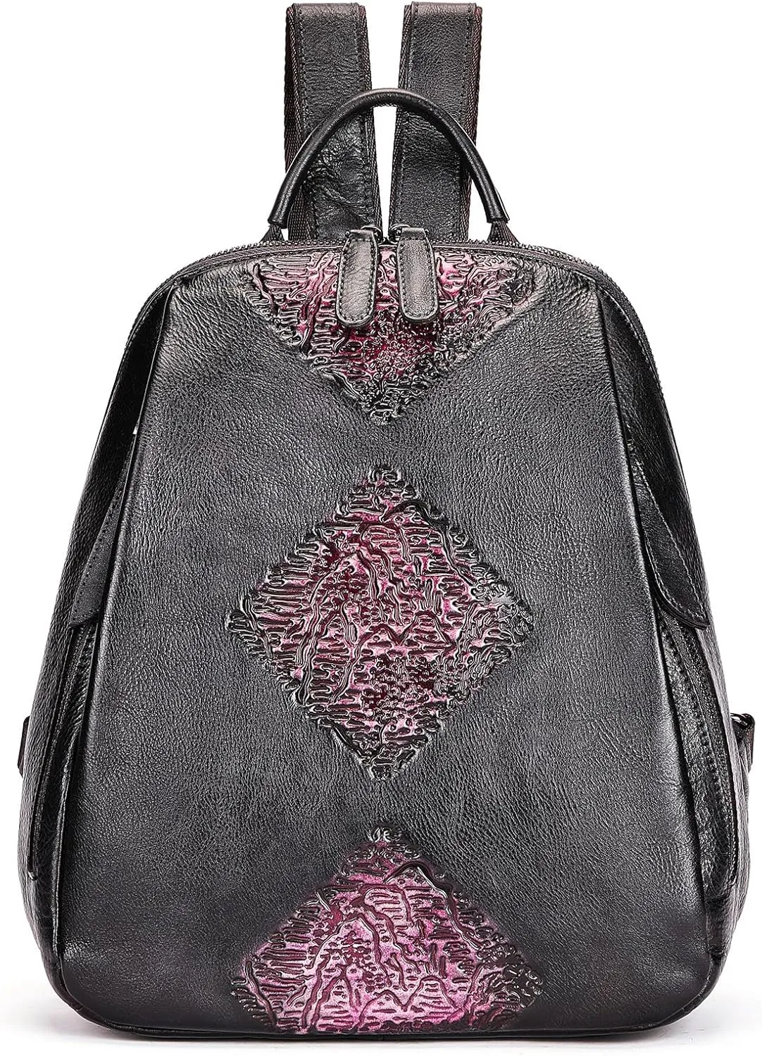 NIUCUNZH Handmade Leather Small Backpacks for Women Cute Floral Mini Backpack Purse Fashion Travel Bag Casual Daypack Black